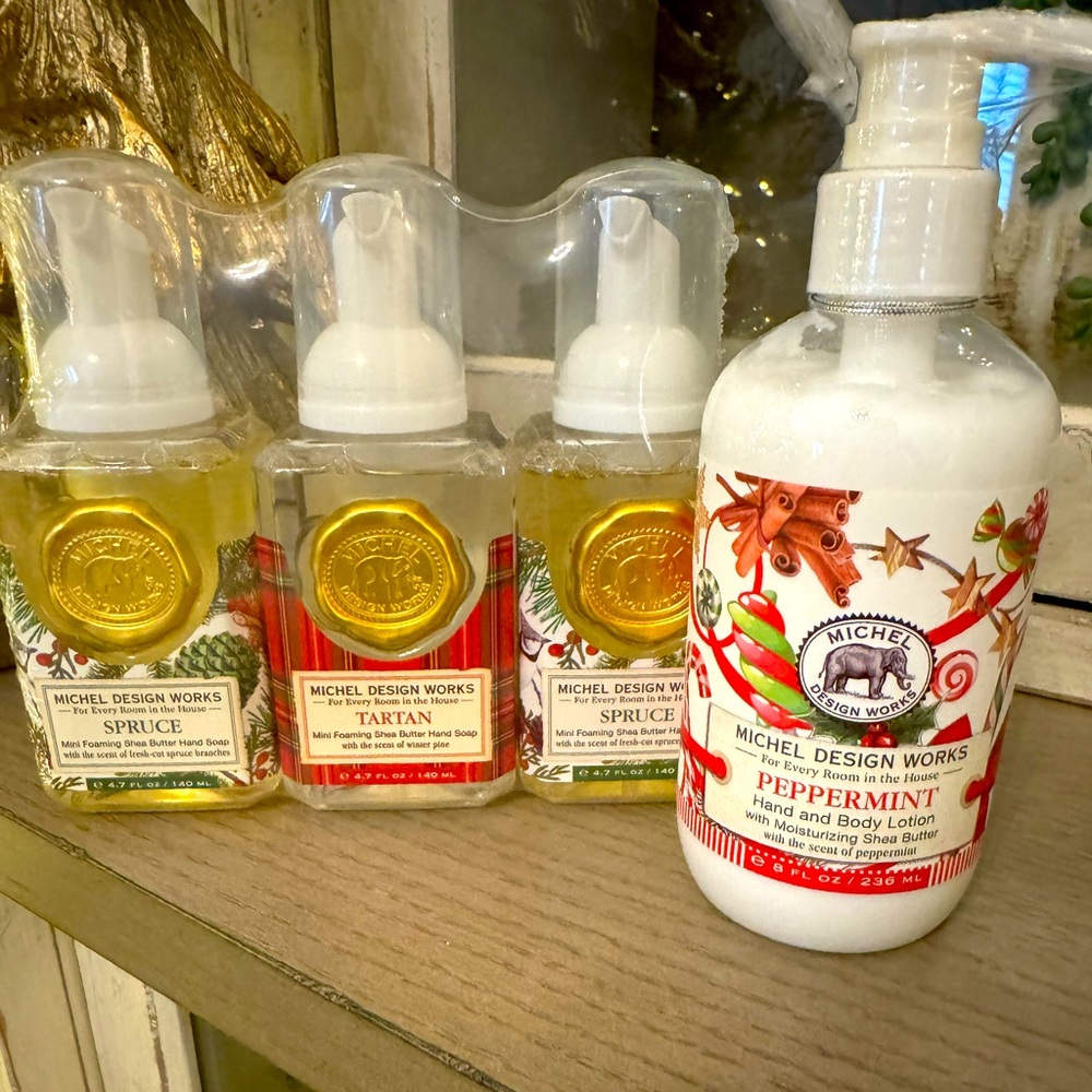Michel Design Works 3 Piece Mini Foaming Hand Soap & Peppermint Hand Lotion
